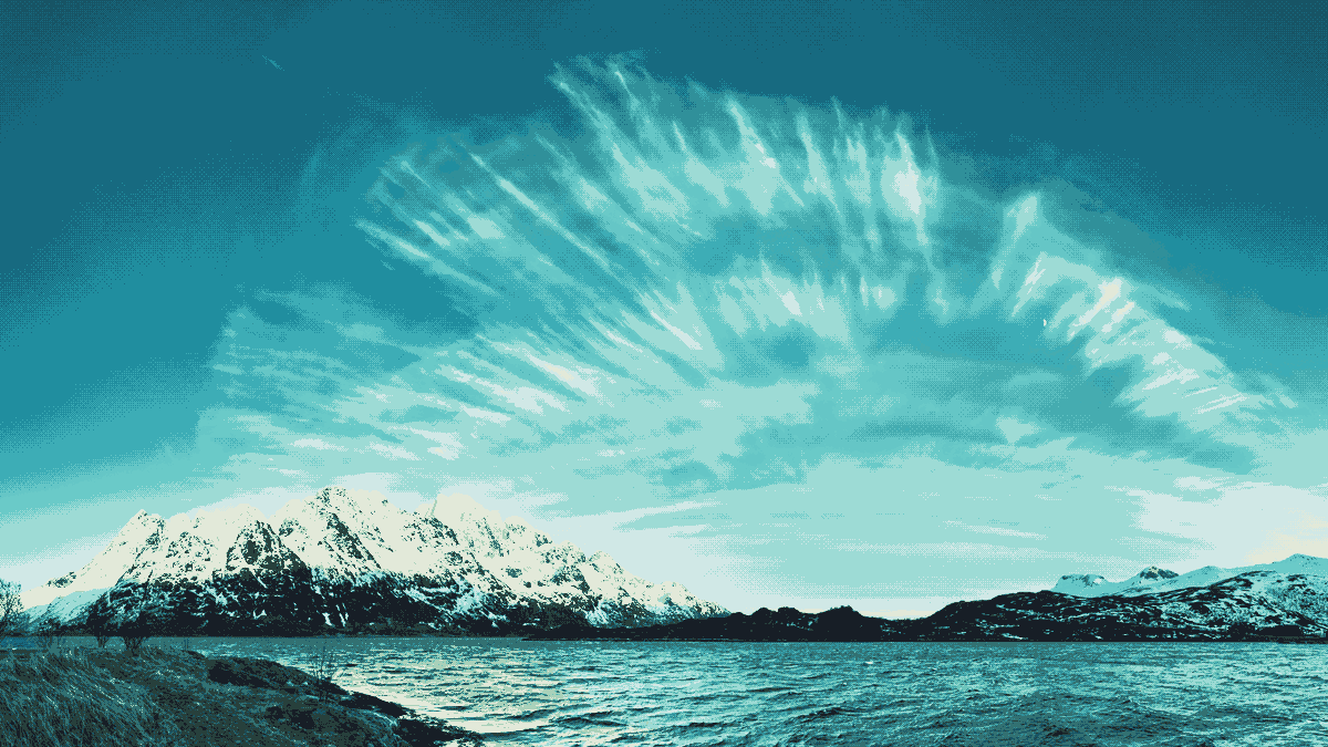 Cirrus clouds over the Austnesfjorden, Lofoten, Norway